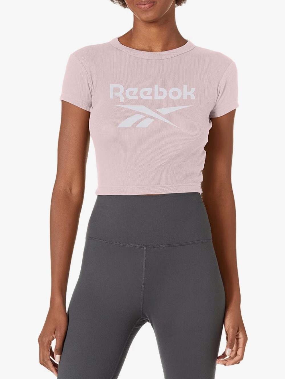 Reebok Pink Cropped Logo Tee